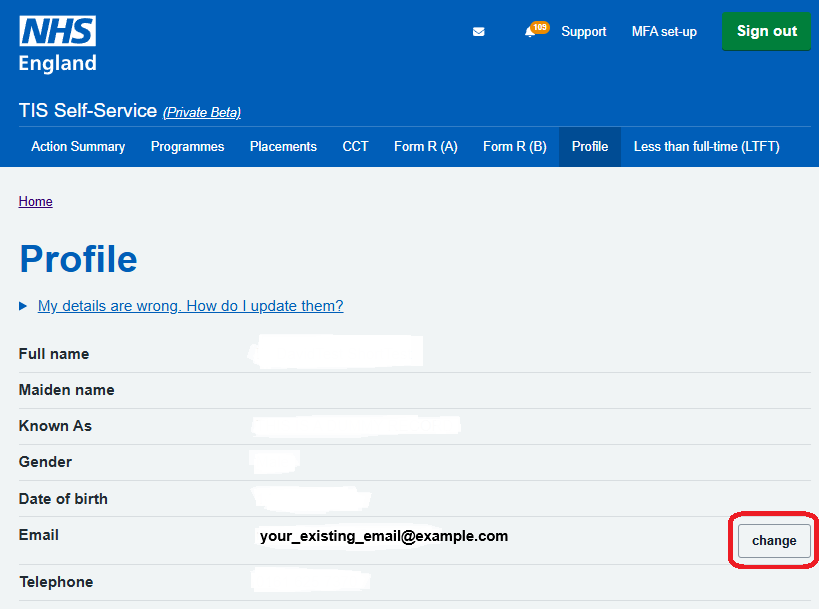 Change email address
